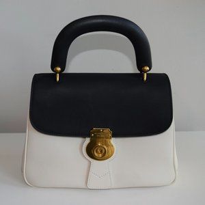 Burberry DK 88 Leather Handbag Black & White